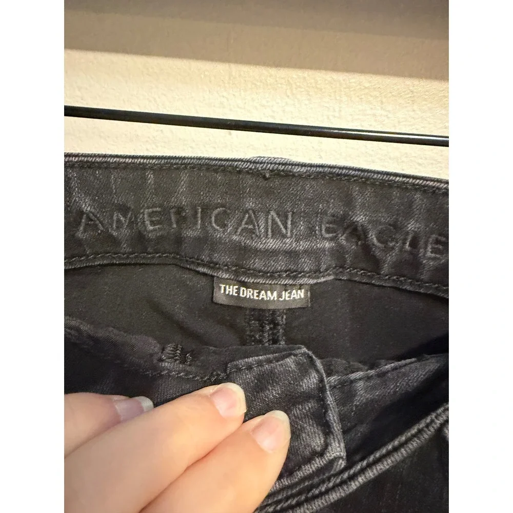 American Eagle The Dream Jean Black Distressed Cutoff Denim Shorts Womens 10